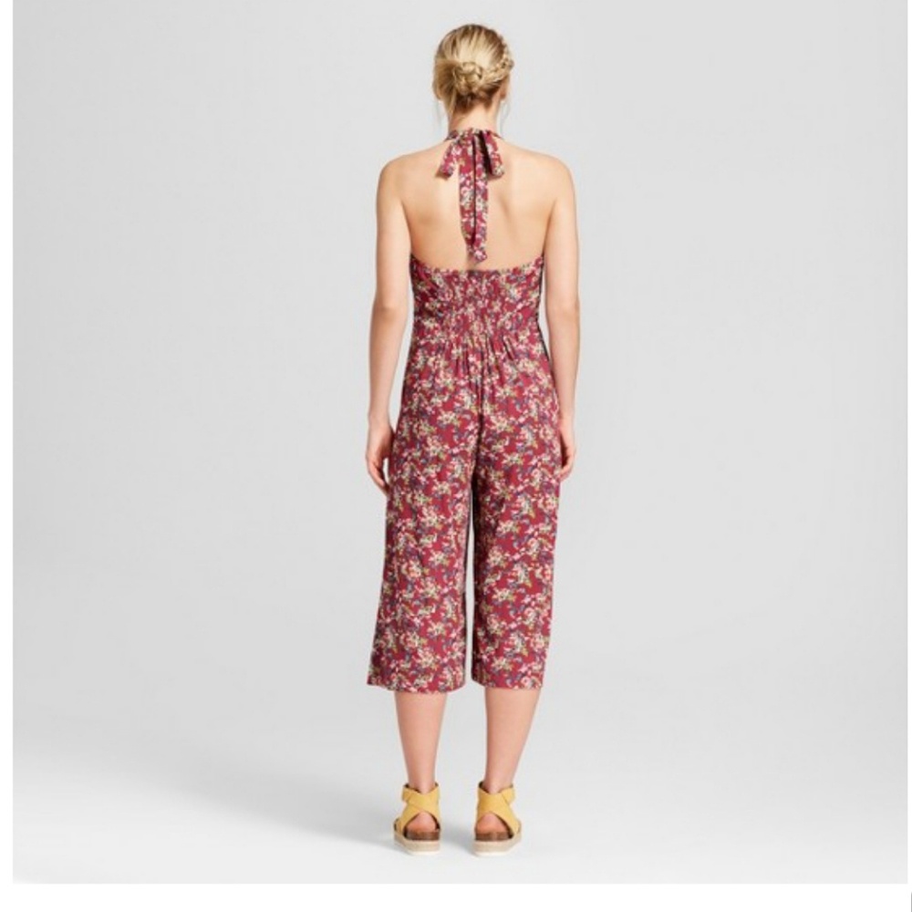 Women's Floral Print Halter Top Overall Jumpsuit - - Picture 2 of 2